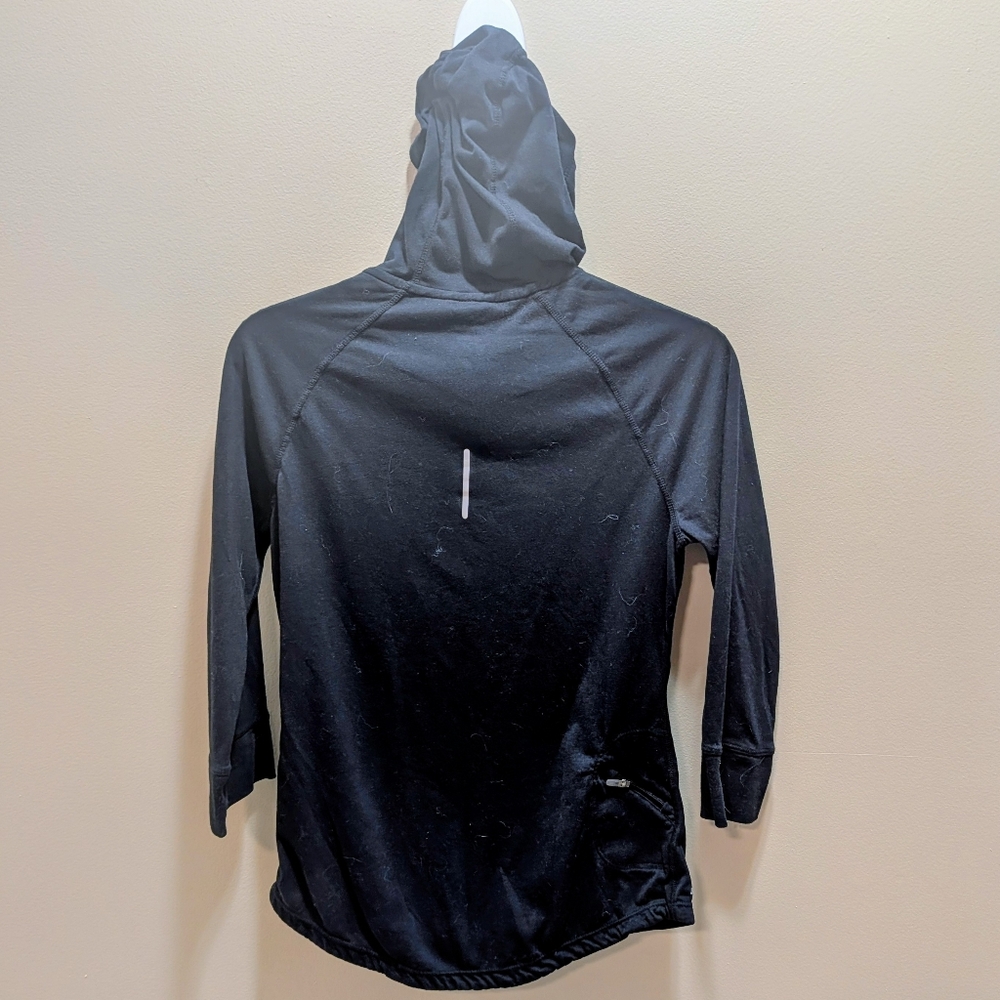 Nike Black Quarter-Zip Hooded 3/4 Sleeve T-shirt Medium - Picture 5 of 6